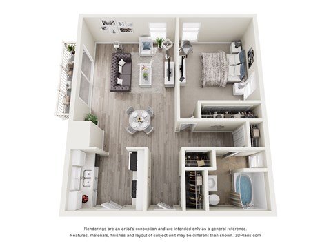 Floor plan for 1 bed, 1 bath, 825 sqft